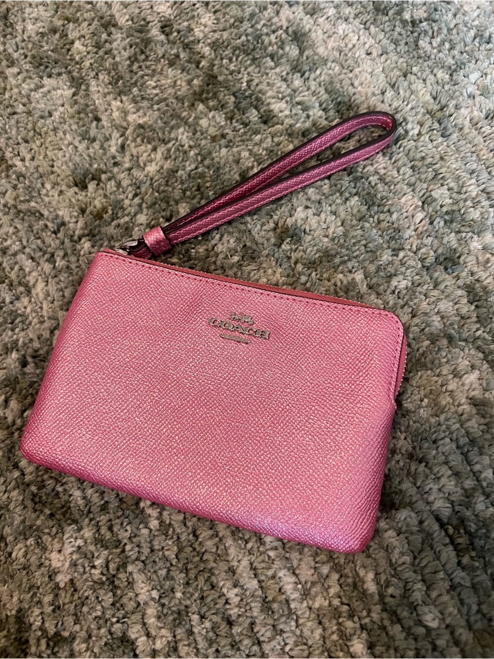 Coach Metallic Pink Wristlet Pouch
